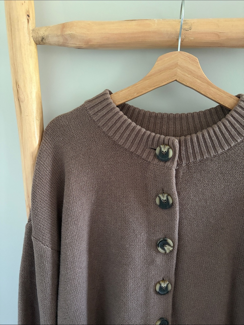 Quince Organic Cropped Cardigan Sz Medium Heather Brown - Picture 3 of 8